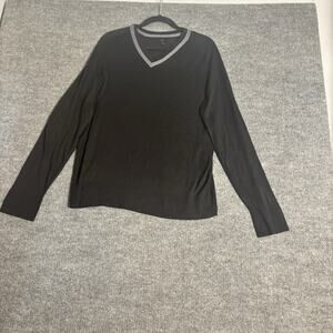 Banana Republic Sweater Mens L Black V-Neck‎ Silk Cashmere Blend Quiet Luxury